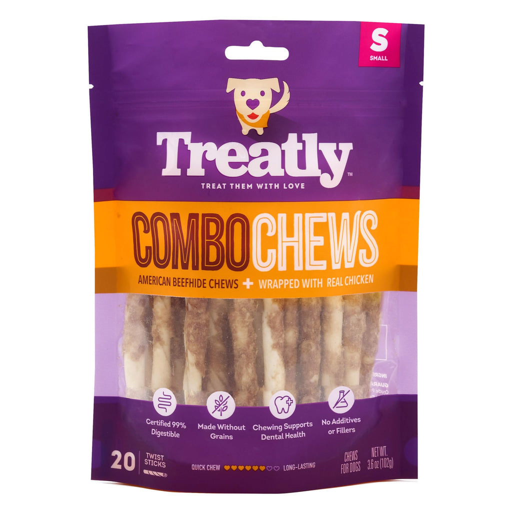Treatly Combo Chews – Tuggpinnar med Kyckling & Nötkött, 22-pack