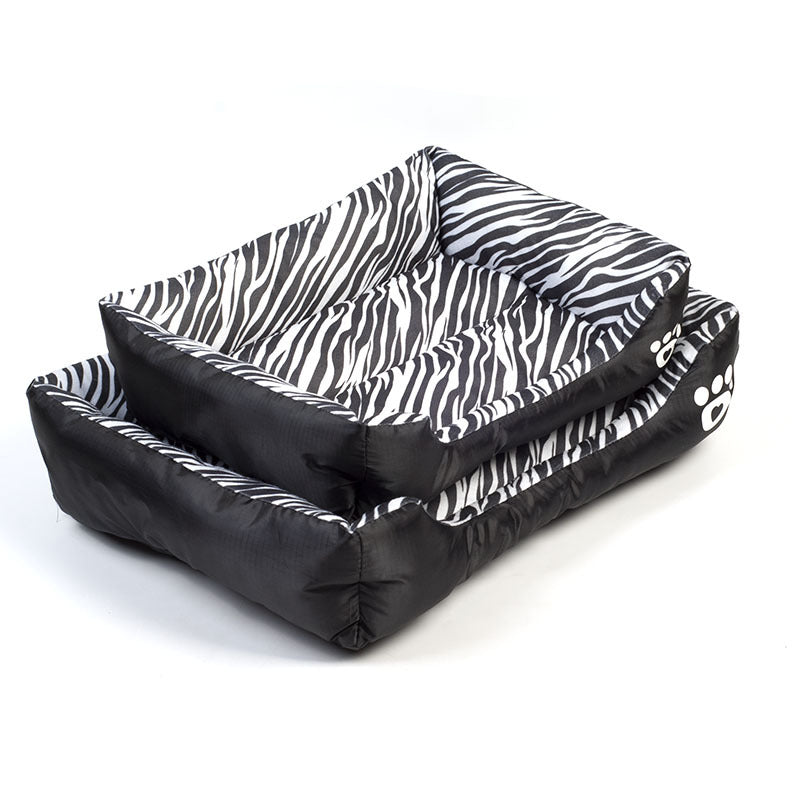 Hundbädd i Plysch med Djurmönster – Zebra & Leopard